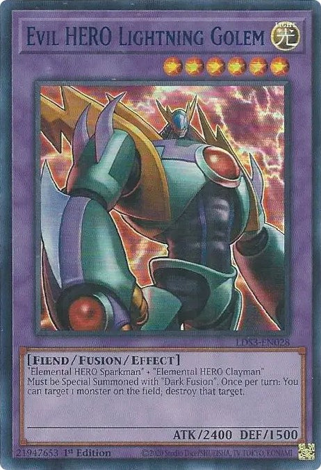 Evil HERO Lightning Golem (Blue) [LDS3-EN028] Ultra Rare | Play N Trade Winnipeg