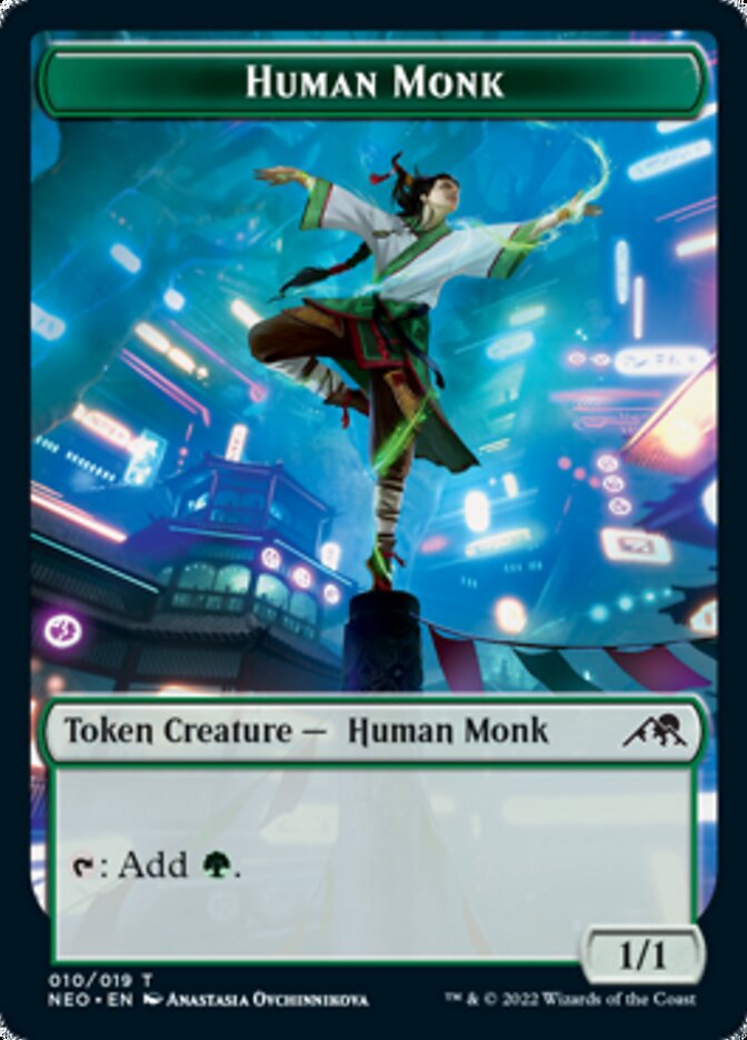 Spirit (002) // Human Monk Double-sided Token [Kamigawa: Neon Dynasty Tokens] | Play N Trade Winnipeg