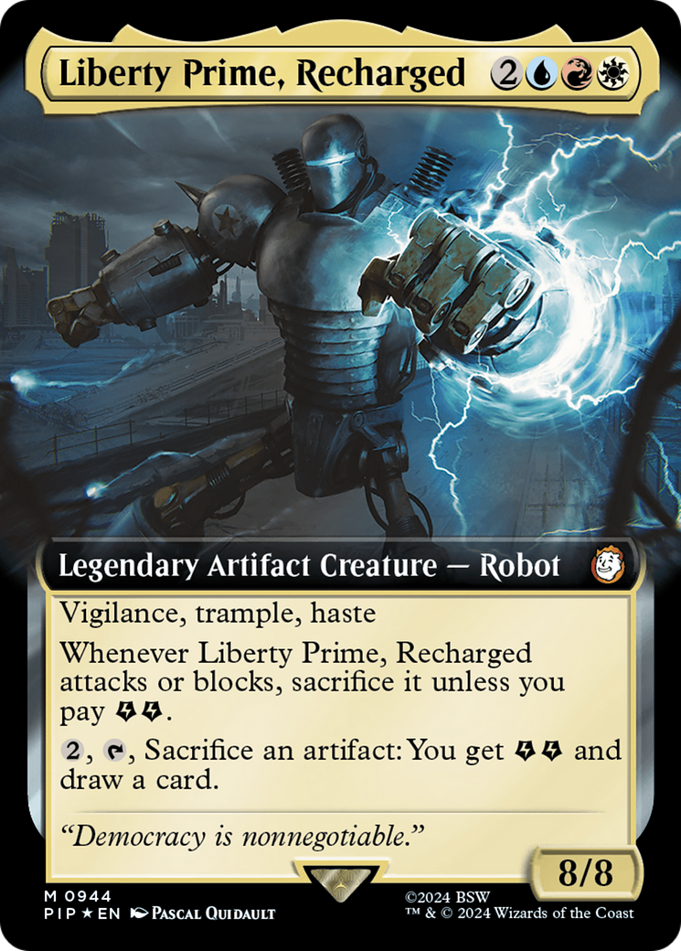 Liberty Prime, Recharged (Extended Art) (Surge Foil) [Fallout] | Play N Trade Winnipeg