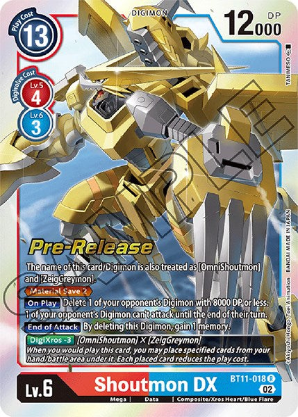 Shoutmon DX [BT11-018] [Dimensional Phase Pre-Release Promos] | Play N Trade Winnipeg