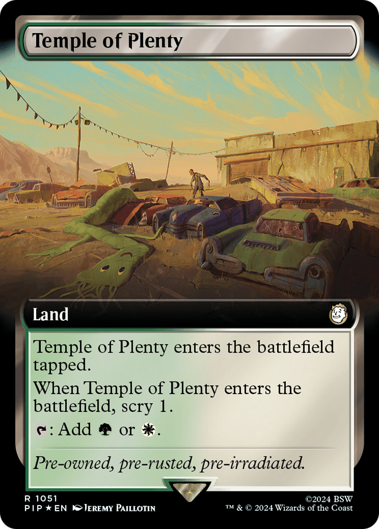 Temple of Plenty (Extended Art) (Surge Foil) [Fallout] | Play N Trade Winnipeg