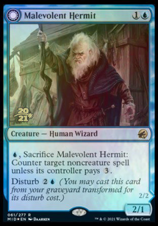 Malevolent Hermit // Benevolent Geist [Innistrad: Midnight Hunt Prerelease Promos] | Play N Trade Winnipeg