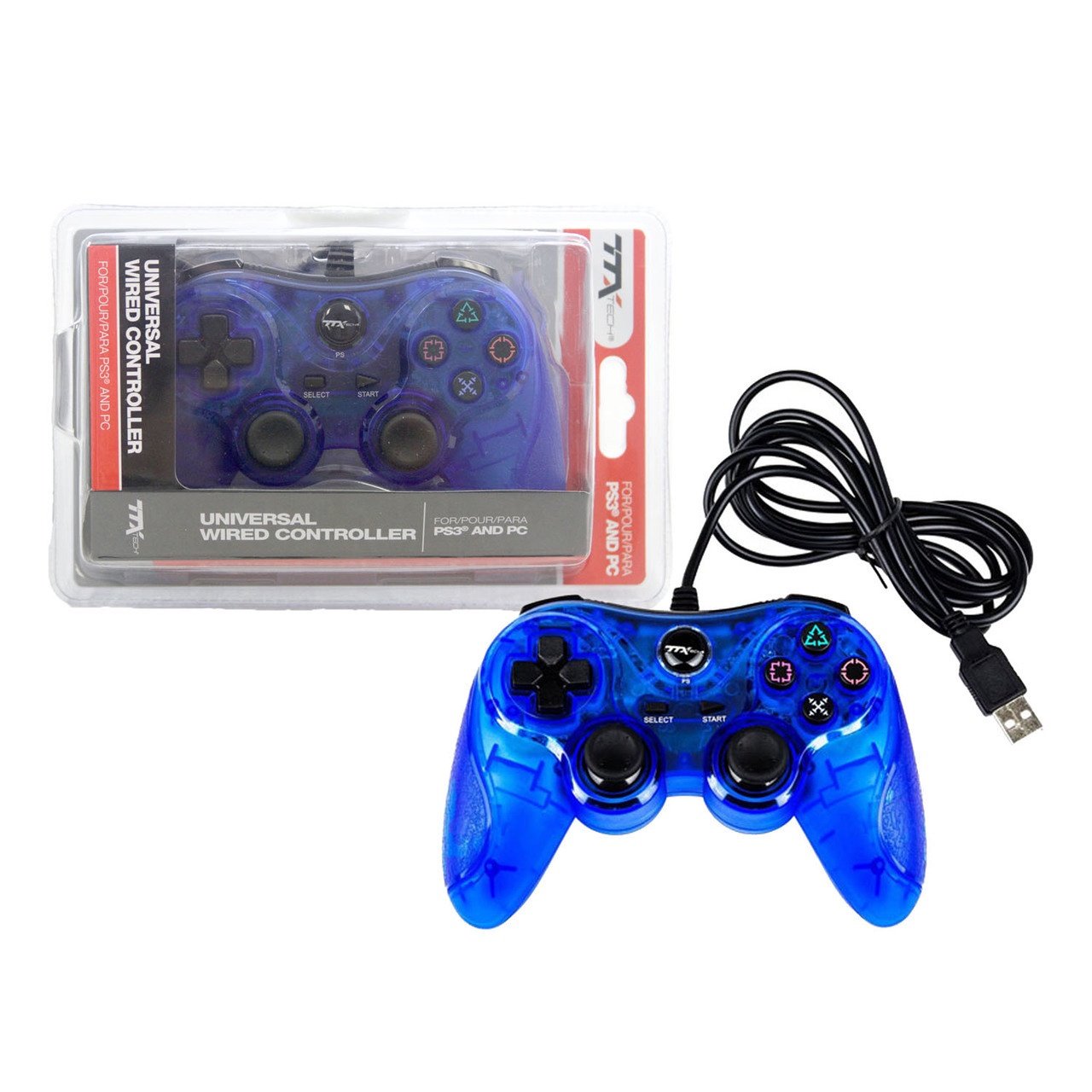 PS3/PC CLEAR BLUE USB WIRED CONTROLLER [TTX TECH] | Play N Trade Winnipeg