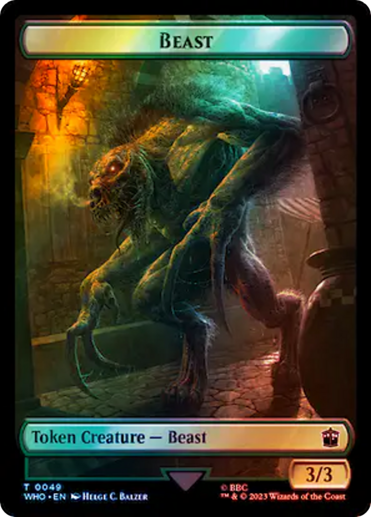 Human Noble // Beast Double-Sided Token (Surge Foil) [Doctor Who Tokens] | Play N Trade Winnipeg