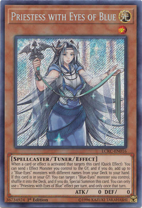 Priestess with Eyes of Blue [LCKC-EN016] Secret Rare | Play N Trade Winnipeg