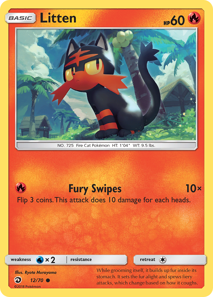 Litten (12/70) [Sun & Moon: Dragon Majesty] | Play N Trade Winnipeg