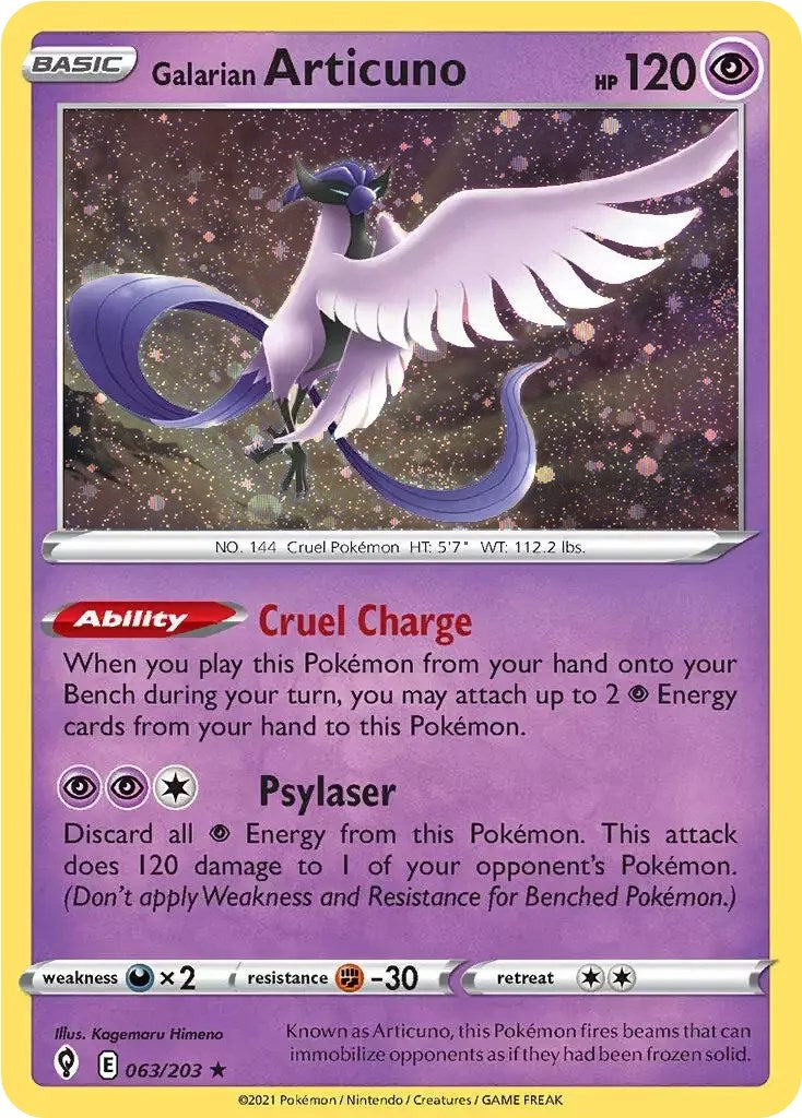 Galarian Articuno (063/203) (Cosmos Holo) [Sword & Shield: Evolving Skies] | Play N Trade Winnipeg