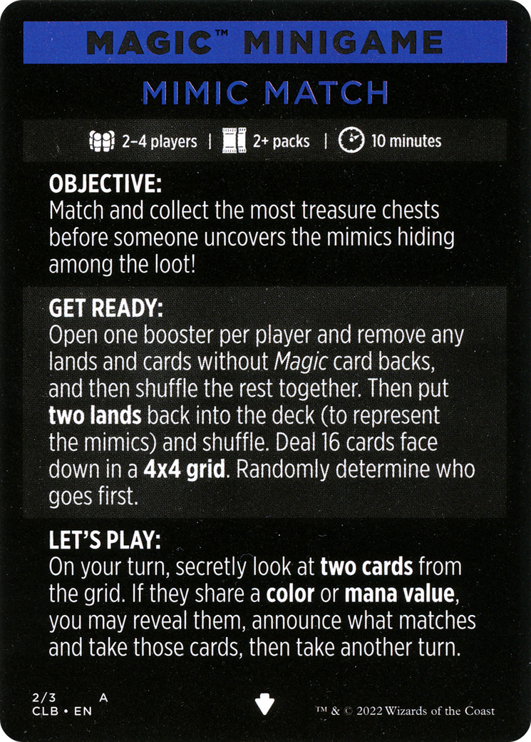Mimic Match (Magic Minigame) [Commander Legends: Battle for Baldur's Gate Minigame] | Play N Trade Winnipeg