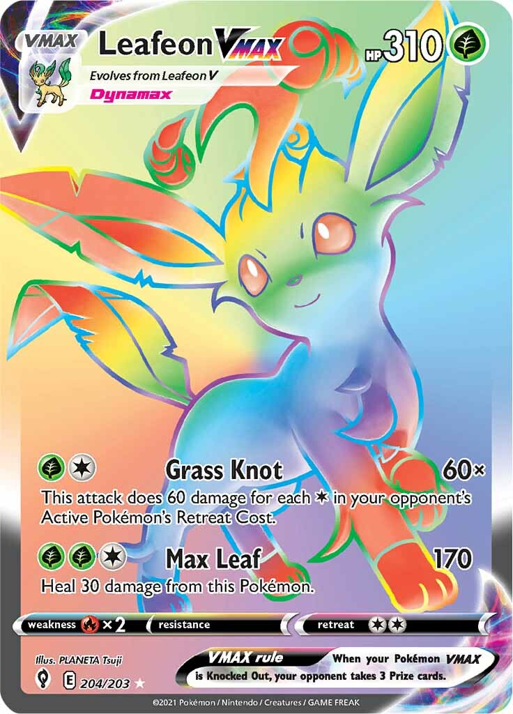 Leafeon VMAX (204/203) [Sword & Shield: Evolving Skies] | Play N Trade Winnipeg