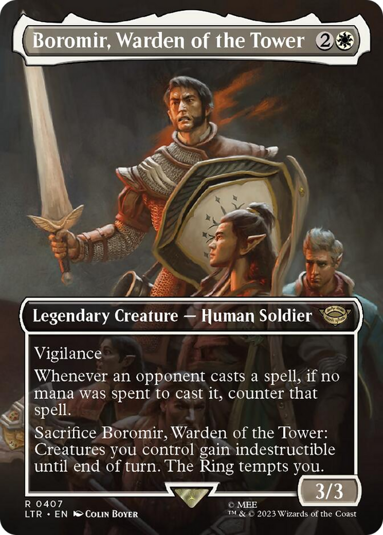 Boromir, Warden of the Tower (Borderless Alternate Art) [The Lord of the Rings: Tales of Middle-Earth] | Play N Trade Winnipeg