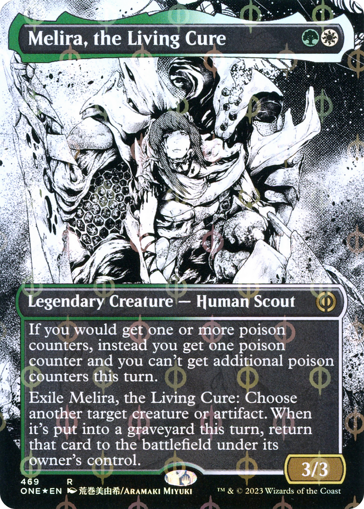 Melira, the Living Cure (Borderless Manga Step-and-Compleat Foil) [Phyrexia: All Will Be One] | Play N Trade Winnipeg