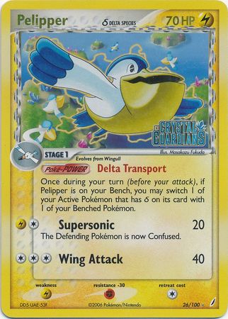 Pelipper (26/100) (Delta Species) (Stamped) [EX: Crystal Guardians] | Play N Trade Winnipeg