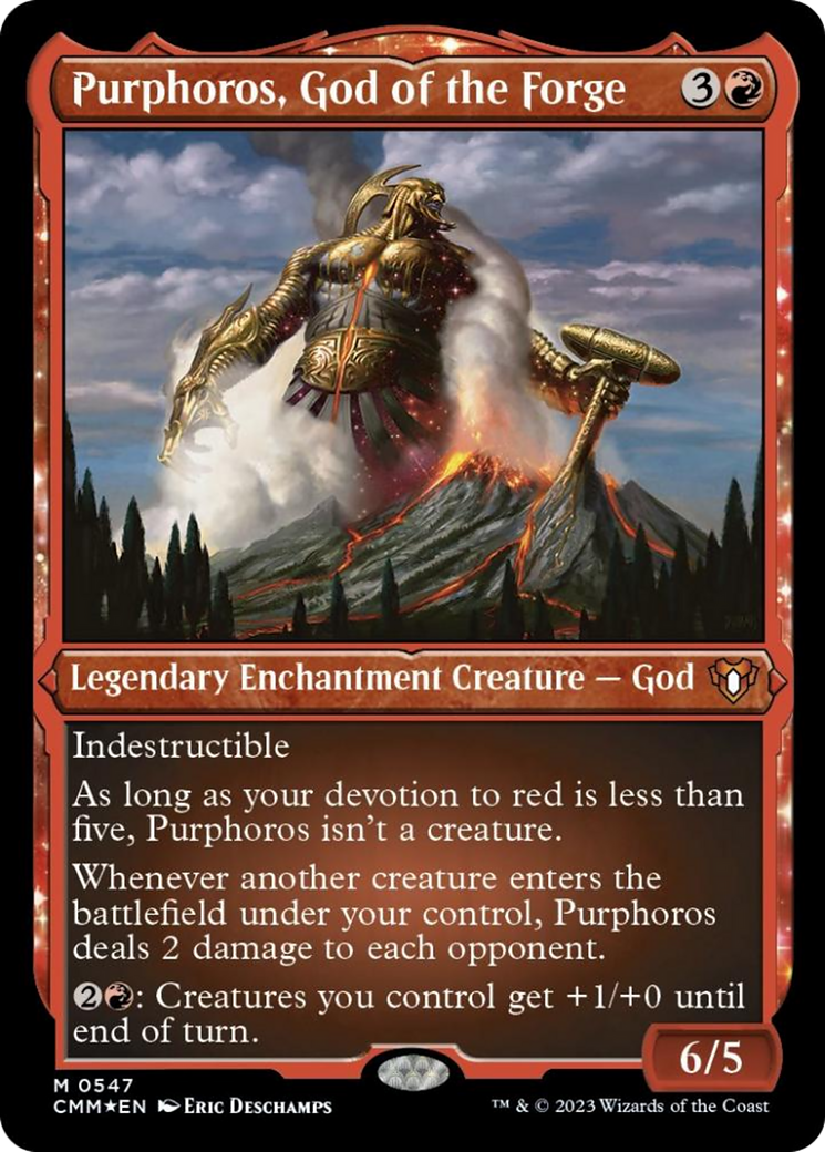 Purphoros, God of the Forge (Foil Etched) [Commander Masters] | Play N Trade Winnipeg