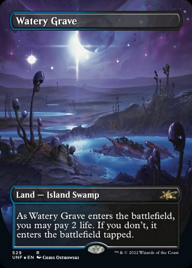 Watery Grave (Borderless) (Galaxy Foil) [Unfinity] | Play N Trade Winnipeg