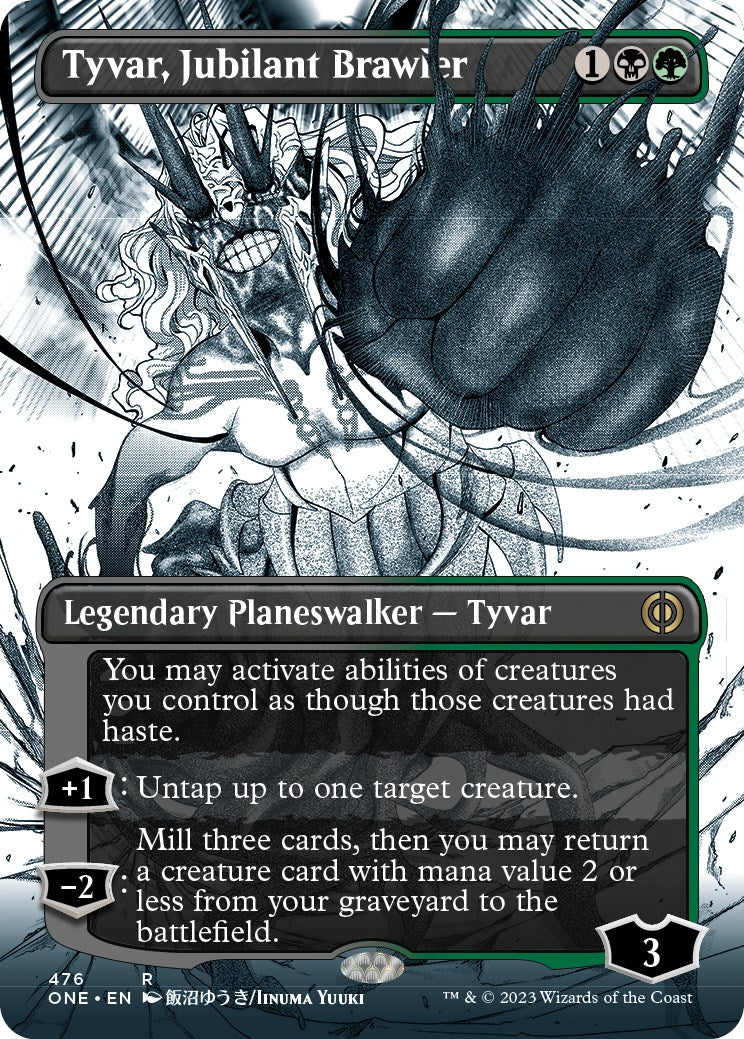 Tyvar, Jubilant Brawler (Borderless Manga Step-and-Compleat Foil) [Phyrexia: All Will Be One] | Play N Trade Winnipeg