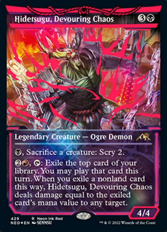 Hidetsugu, Devouring Chaos (Neon Ink Red) [Kamigawa: Neon Dynasty] | Play N Trade Winnipeg