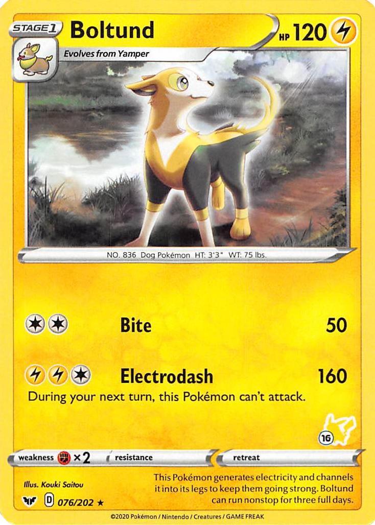 Boltund (076/202) (Pikachu Stamp #16) [Battle Academy 2022] | Play N Trade Winnipeg