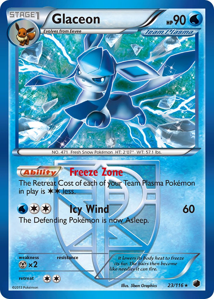 Glaceon (23/116) (Theme Deck Exclusive) [Black & White: Plasma Freeze] | Play N Trade Winnipeg