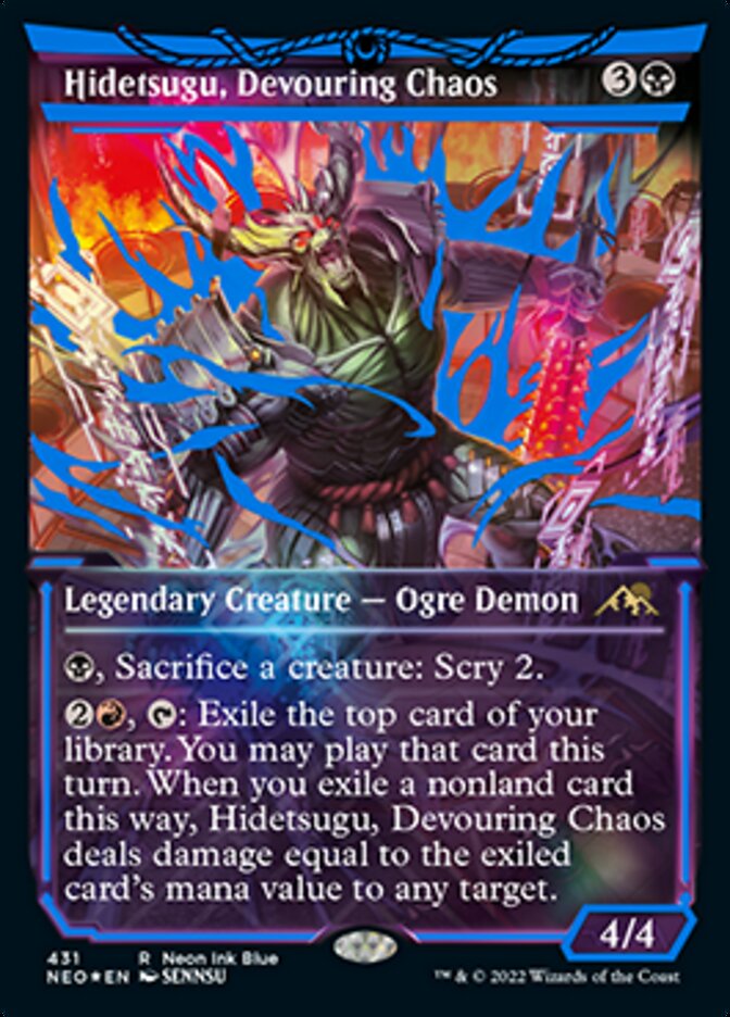 Hidetsugu, Devouring Chaos (Neon Ink Blue) [Kamigawa: Neon Dynasty] | Play N Trade Winnipeg