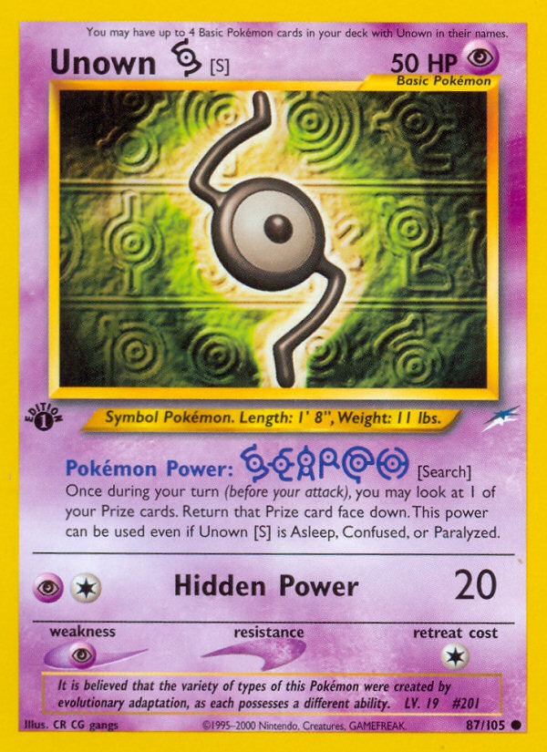 Unown [S] (87/105) [Neo Destiny 1st Edition] | Play N Trade Winnipeg