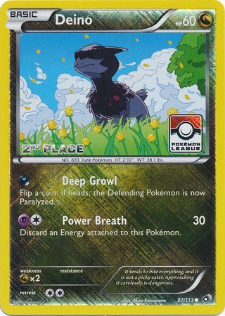 Deino (97/113) (League Promo 2nd Place) [Black & White: Legendary Treasures] | Play N Trade Winnipeg