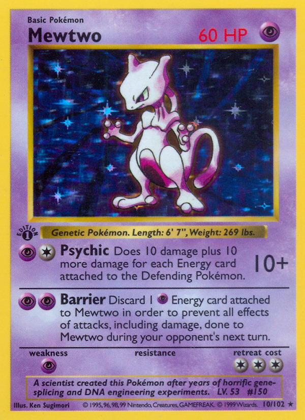 Mewtwo (10/102) (Shadowless) [Base Set 1st Edition] | Play N Trade Winnipeg