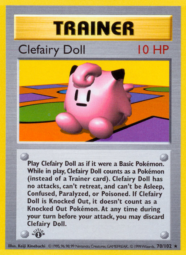 Clefairy Doll (70/102) (Shadowless) [Base Set 1st Edition] | Play N Trade Winnipeg