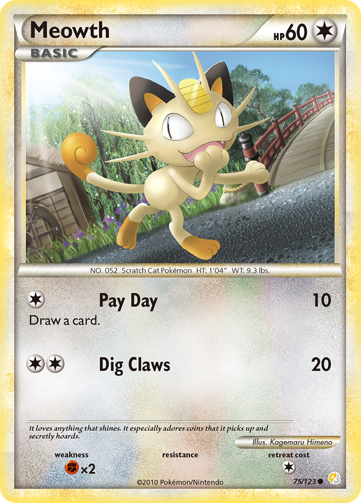 Meowth (75/123) [HeartGold & SoulSilver: Base Set] | Play N Trade Winnipeg