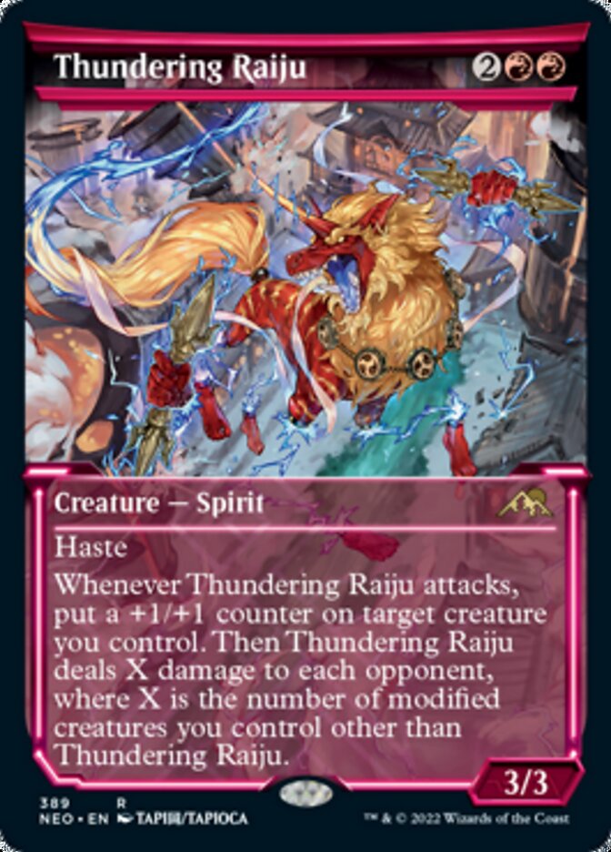 Thundering Raiju (Showcase Soft Glow) [Kamigawa: Neon Dynasty] | Play N Trade Winnipeg