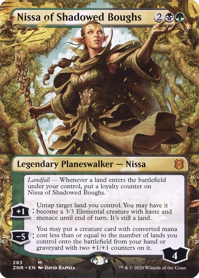 Nissa of Shadowed Boughs (Borderless) [Zendikar Rising] | Play N Trade Winnipeg