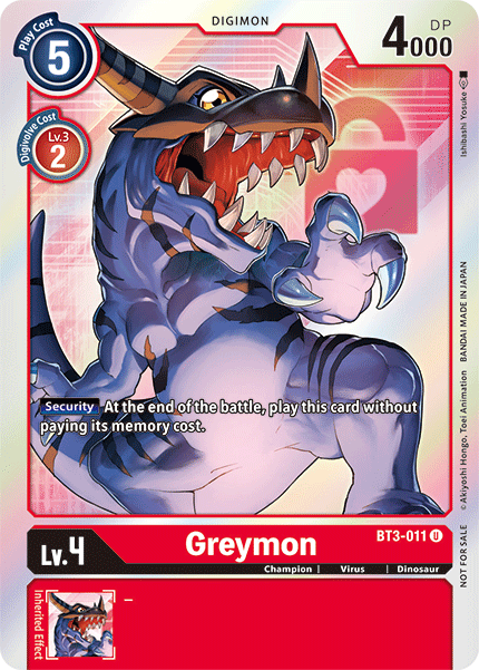 Greymon [BT3-011] (Buy-A-Box Promo) [Release Special Booster Ver.1.5 Promos] | Play N Trade Winnipeg