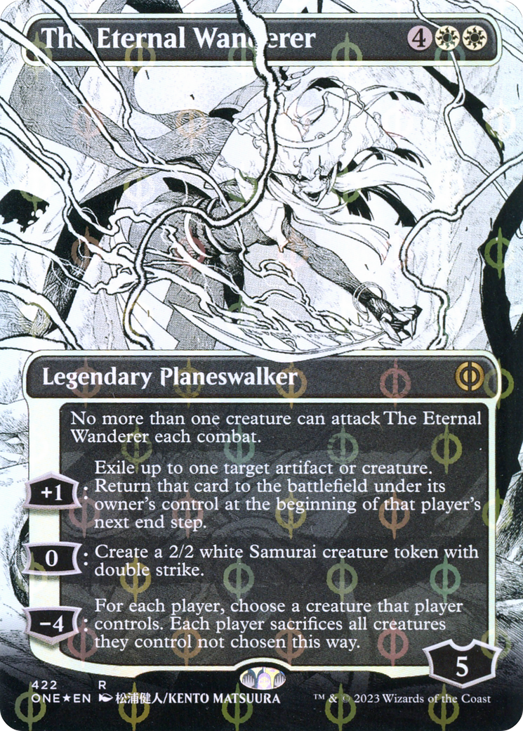 The Eternal Wanderer (Borderless Manga Step-and-Compleat Foil) [Phyrexia: All Will Be One] | Play N Trade Winnipeg