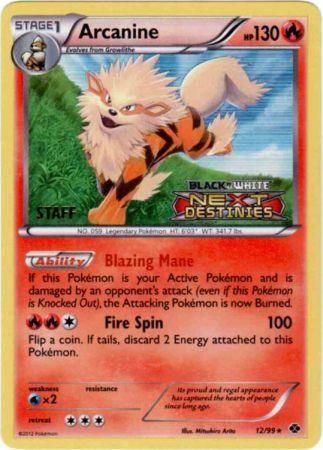 Arcanine (12/99) (Staff Prerelease Promo) [Black & White: Black Star Promos] | Play N Trade Winnipeg