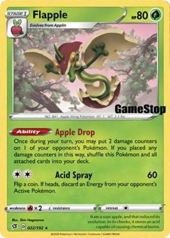 Flapple (022/192) (Gamestop Exclusive) [Sword & Shield: Rebel Clash] | Play N Trade Winnipeg