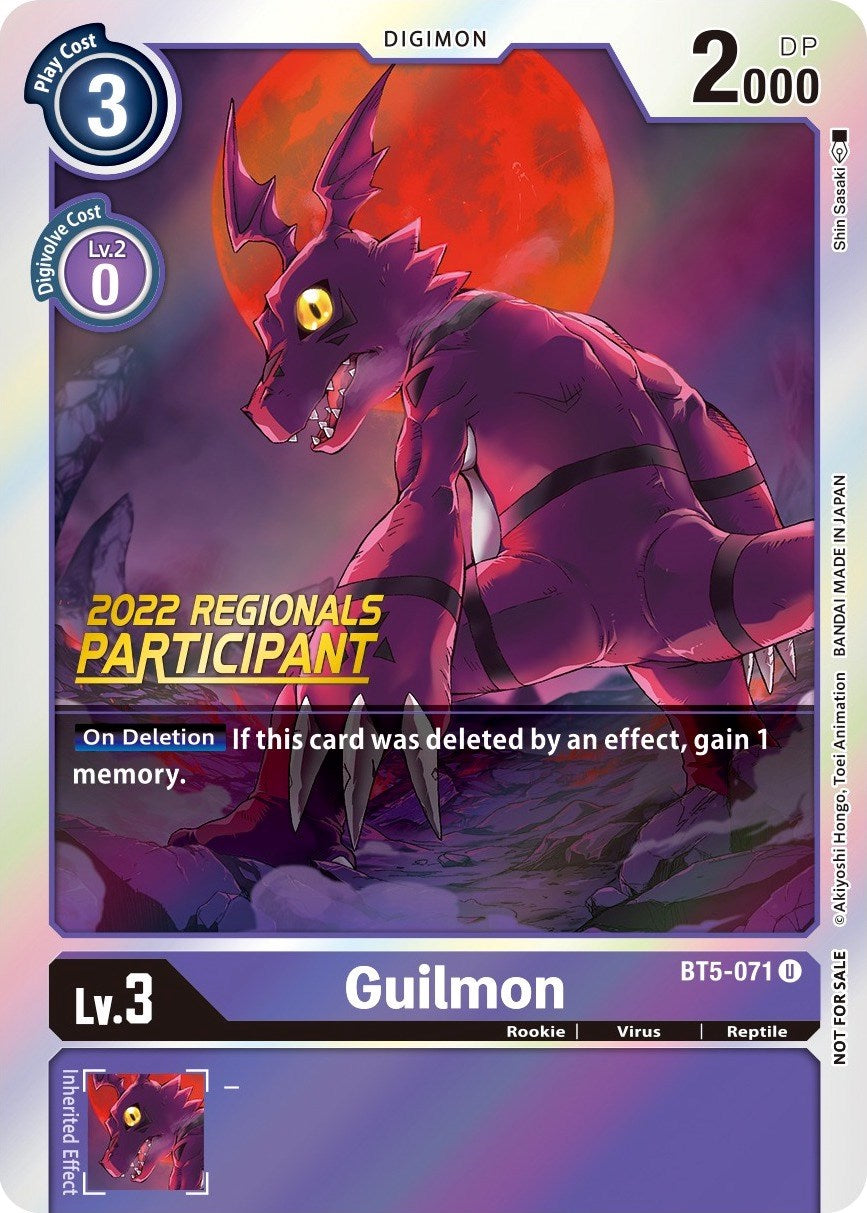 Guilmon [BT5-071] (2022 Championship Offline Regional) (Online Participant) [Battle of Omni Promos] | Play N Trade Winnipeg