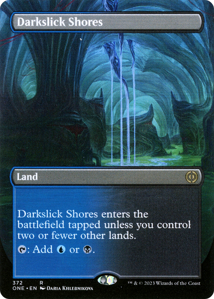 Darkslick Shores (Borderless Alternate Art) [Phyrexia: All Will Be One] | Play N Trade Winnipeg