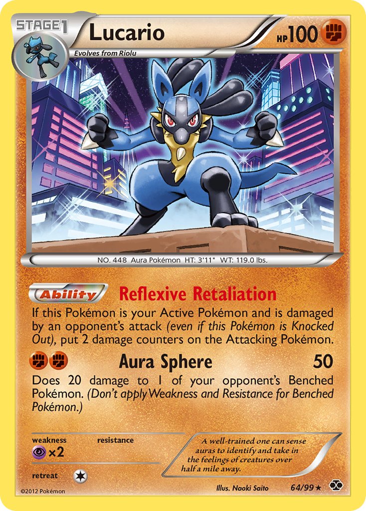 Lucario (64/99) (Cosmos Holo) (Blister Exclusive) [Black & White: Next Destinies] | Play N Trade Winnipeg