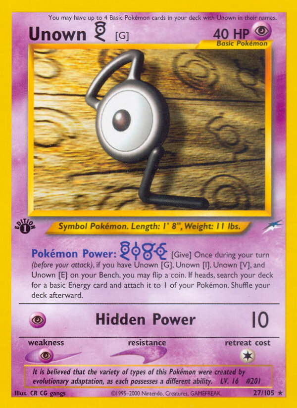 Unown [G] (27/105) [Neo Destiny 1st Edition] | Play N Trade Winnipeg