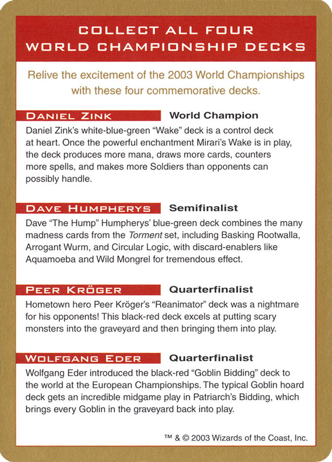 2003 World Championships Ad [World Championship Decks 2003] | Play N Trade Winnipeg