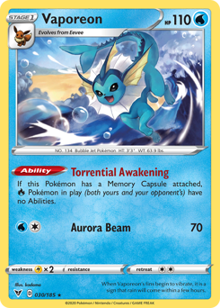 Vaporeon (030/185) [Sword & Shield: Vivid Voltage] | Play N Trade Winnipeg