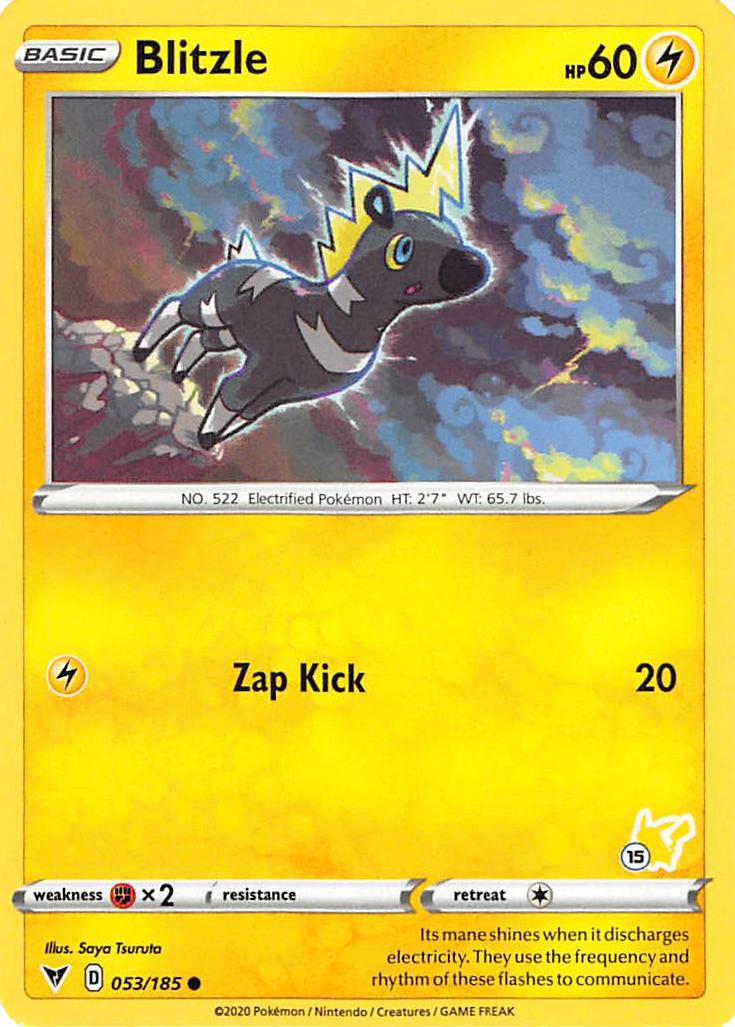 Blitzle (053/185) (Pikachu Stamp #15) [Battle Academy 2022] | Play N Trade Winnipeg