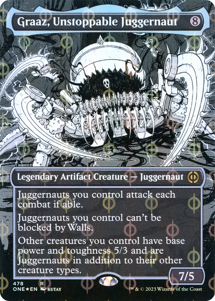 Graaz, Unstoppable Juggernaut (Borderless Manga Step-and-Compleat Foil) [Phyrexia: All Will Be One] | Play N Trade Winnipeg