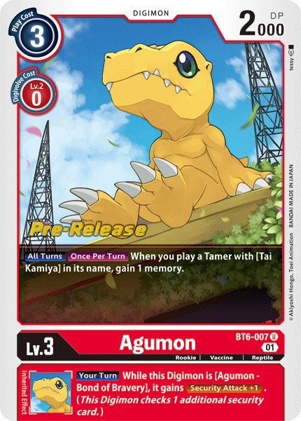 Agumon [BT6-007] [Double Diamond Pre-Release Cards] | Play N Trade Winnipeg