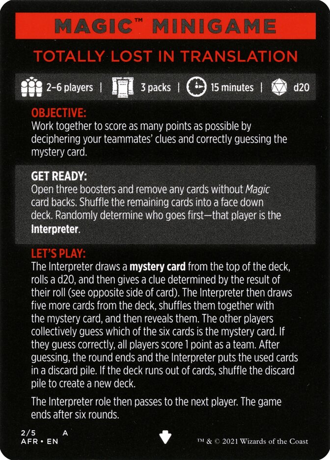 Totally Lost in Translation (Magic Minigame) [Dungeons & Dragons: Adventures in the Forgotten Realms Minigame] | Play N Trade Winnipeg