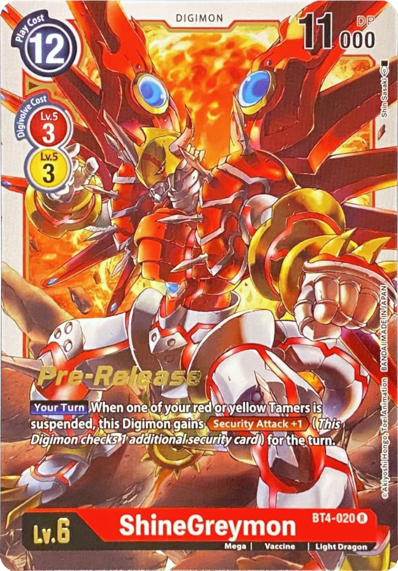 ShineGreymon [BT4-020] [Great Legend Pre-Release Promos] | Play N Trade Winnipeg