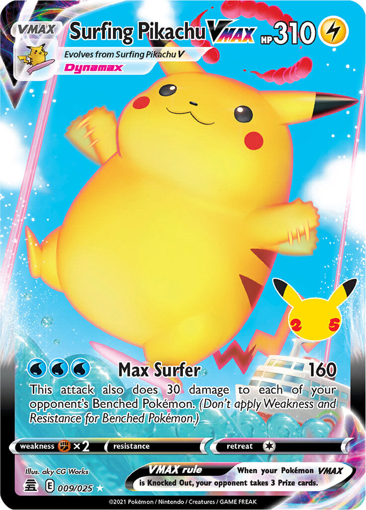 Surfing Pikachu VMAX (009/025) [Celebrations: 25th Anniversary] | Play N Trade Winnipeg