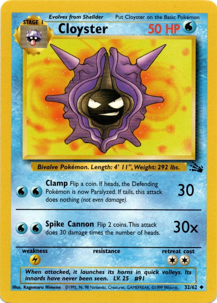 Cloyster (32/62) [Fossil Unlimited] | Play N Trade Winnipeg