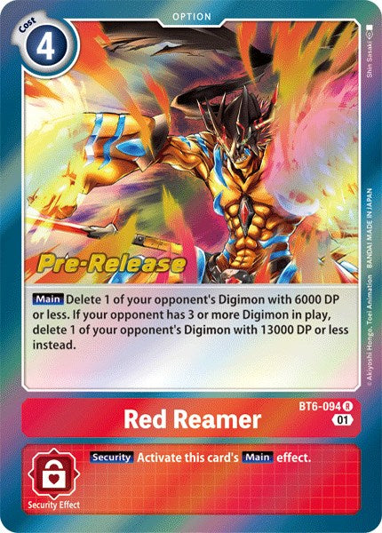 Red Reamer [BT6-094] [Double Diamond Pre-Release Cards] | Play N Trade Winnipeg