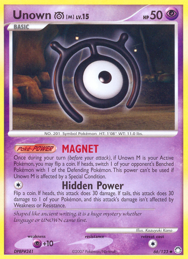 Unown M (66/123) [Diamond & Pearl: Mysterious Treasures] | Play N Trade Winnipeg