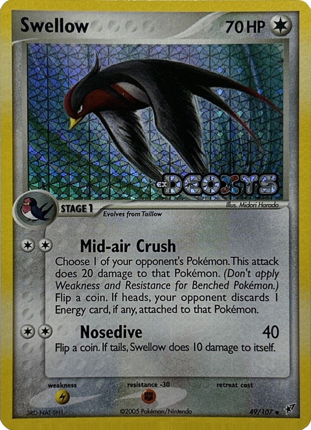 Swellow (49/107) (Stamped) [EX: Deoxys] | Play N Trade Winnipeg